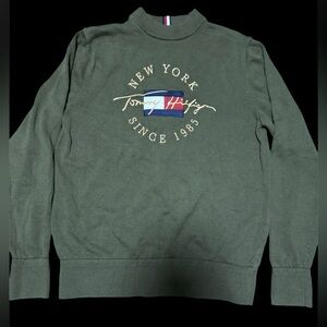 Tommy Hilfiger New York Since 1985 Embroidered Logo Large Green Olive Sweatshirt